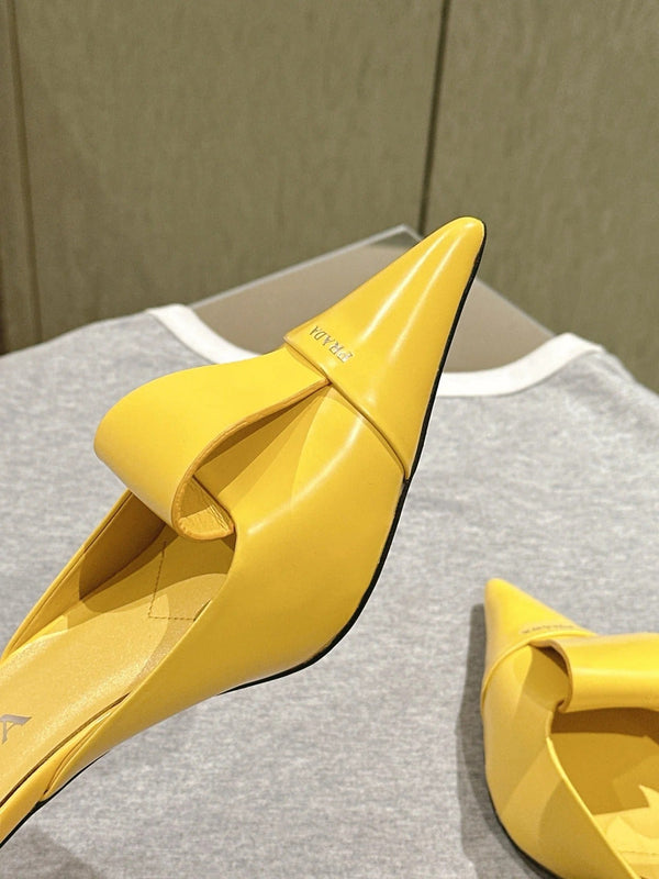PRA 2026S Mule à talon haut 80 Cuir de mouton jaune 657668
