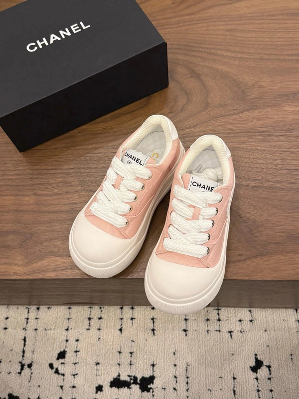 CC 26s Baskets décontractées bébé rose toile blanche cuir 183593