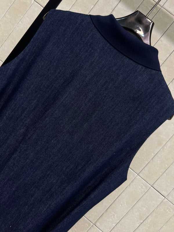 Miumiu 2026 Robe sans manches en jean Coton bleu foncé 357003