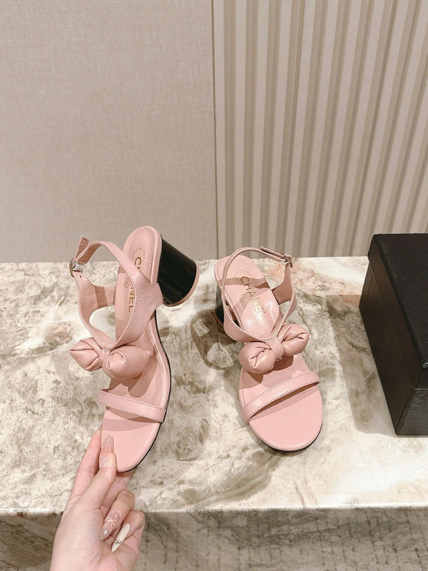 Sandales à nœud CC 26s 55 cuir de vachette rose 658466