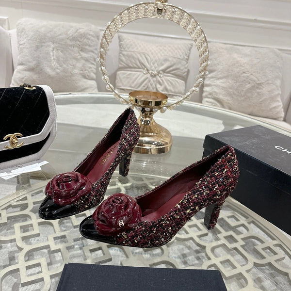 CC 26s Escarpins à talons hauts 85 Bordeaux Tissu en laine coloré 627013