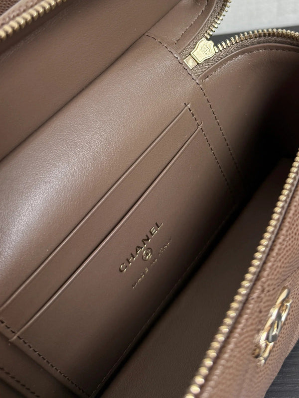 Chanel 2026 Vanity Bag Dark Brown Caviar Leather Gold Hardware
