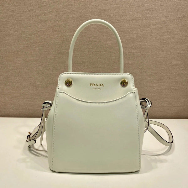 Prada 2026 Carry Bag 21cm Black White Brown Calfskin 351841