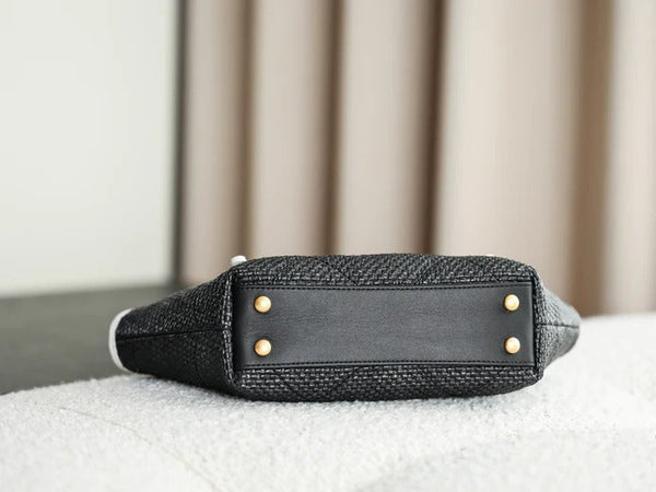 Sac Maxi Hobo Chanel 2026 28cm Cuir Paille Noir 351070