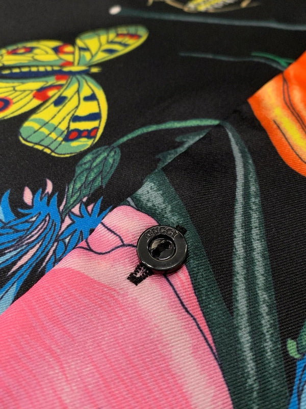 Gucci 2026 Flower Long-sleeved Shirt Black mix colors Silk 131813