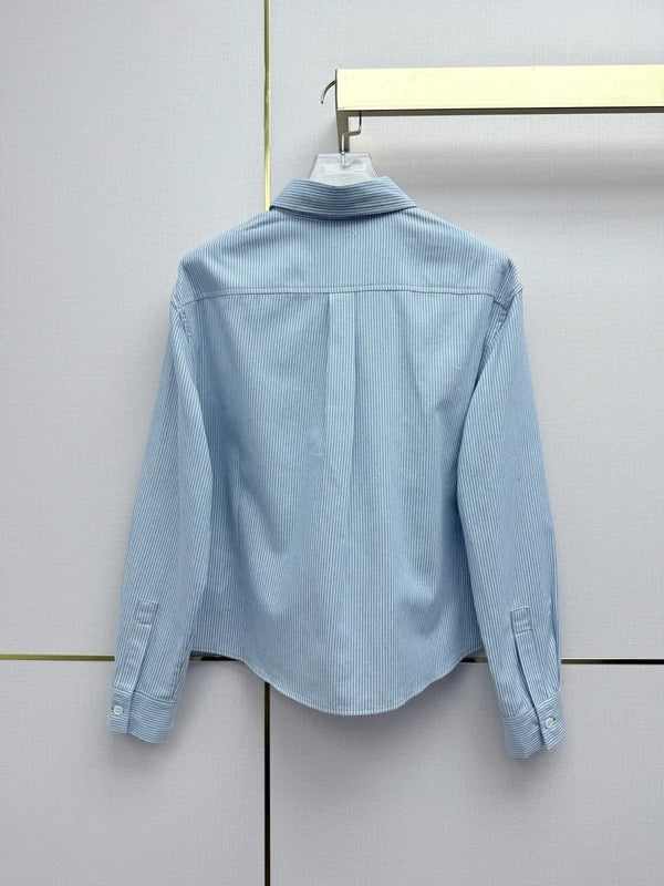 Miumiu 2026 Chemise à manches courtes et longues en coton bleu 351550