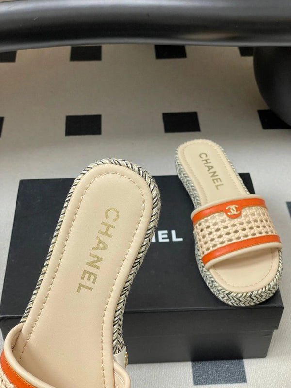 CC 26s Chaussons Plateforme Beige Clair Orange Peau de Vache 649456