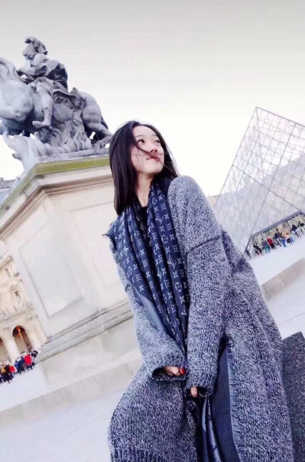 LV SCARF 140 CM IN WOOL MIX SILK 693008