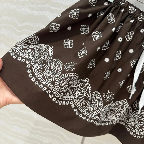 MIUMIU EARTH BROWN PLEATED MIDI SKIRT