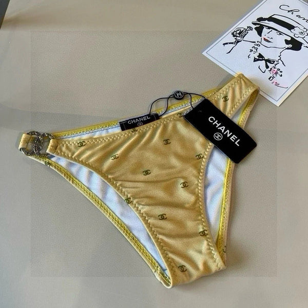 CC BIKINI SWIMSUIT SET IN YELLOW AND GREEN LOGO 606523