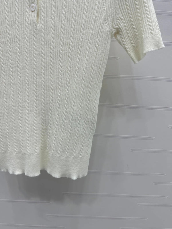 MIU 25S SHORT SLEEVE BEADED COLLAR SHIRT 264247