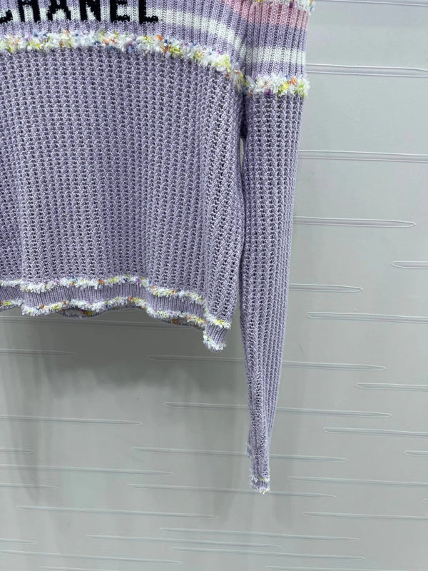 CHANEL 25S PULL À MANCHES LONGUES EN MAILLE AJOURÉE STYLE 163