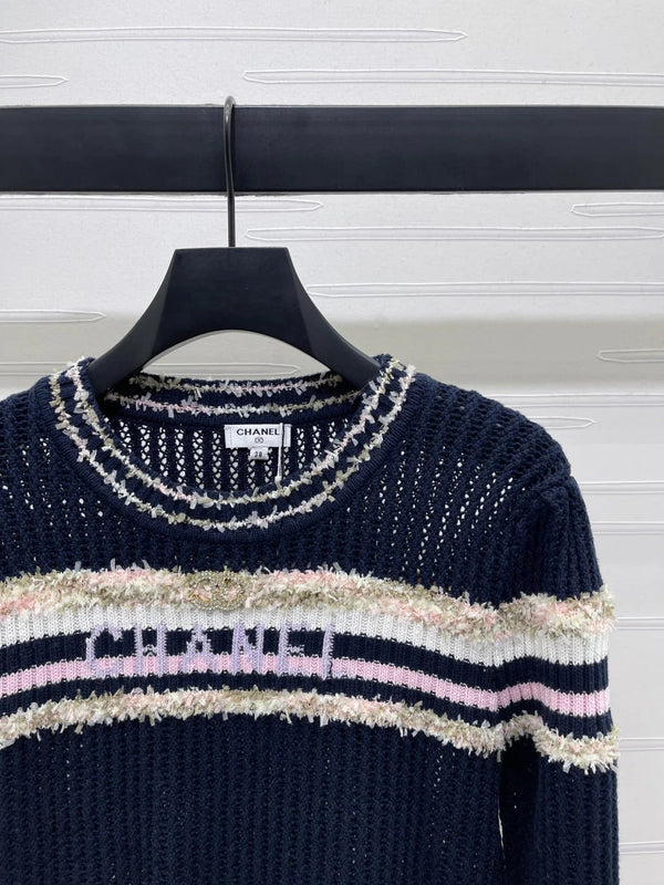CHANEL PULL EN MAILLE AJOURÉE MANCHES LONGUES STYLE 162 COLLECTION 25S