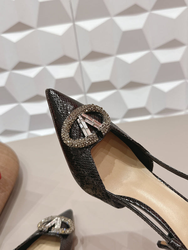 VT 26s Escarpins à bride arrière 80 en peau de serpent noire 613584