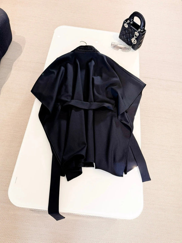 HERMES 25S SEQUIN-EMBROIDERED KNIT CAPE 319