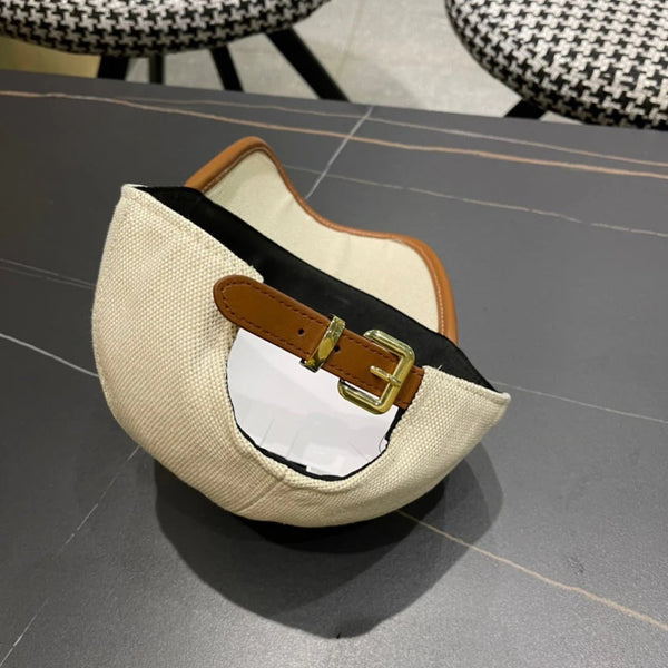 CAPPELLINO DA BASEBALL MM IN TESSUTO BEIGE CHIARO E PELLE DI VITELLO