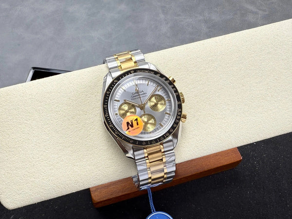 Omega Speedmaster Professional Moonwatch 42mm Gold Steel Strap Silver Dial