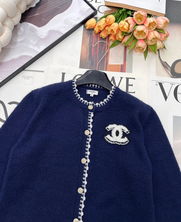 Gilet tricoté CC 26 Laine cachemire bleu marine 785151