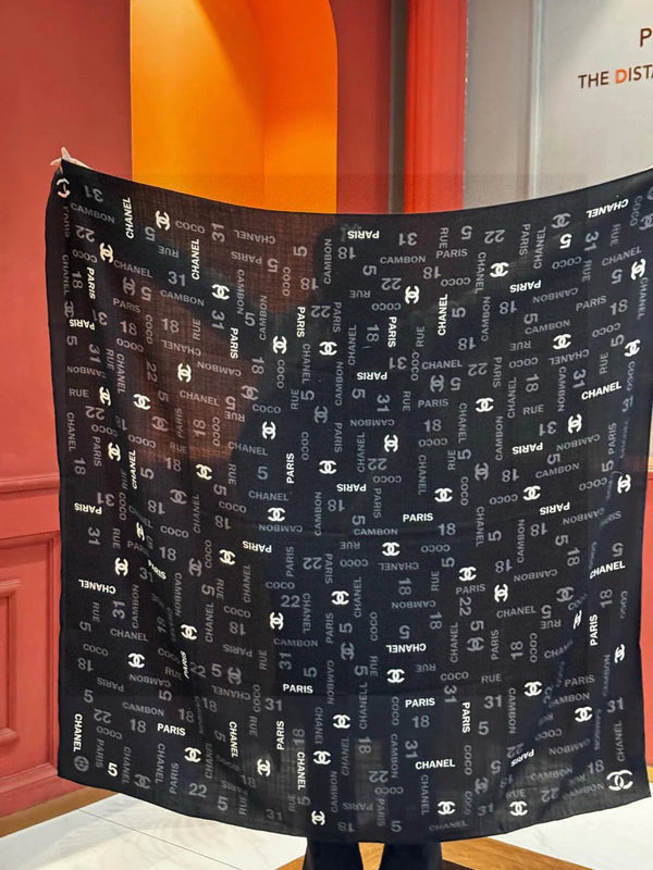 CHANEL 25S SCARF 140 IN CASHMERE SILK 733897