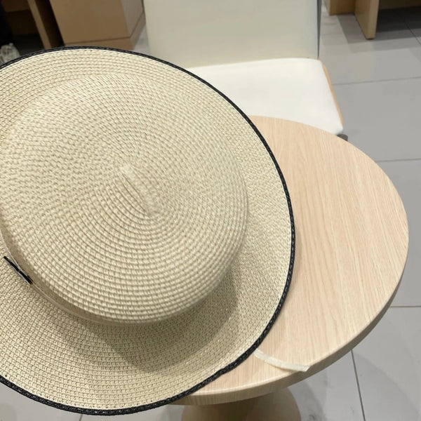 FLAT STRAW HAT IVORY 672723