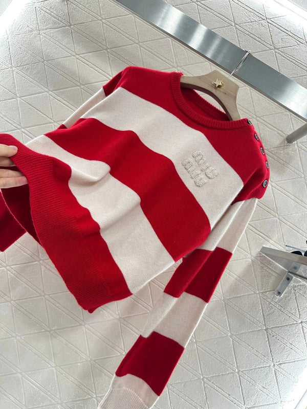 PULL MIU MIU COL ROND RAYÉ 276681