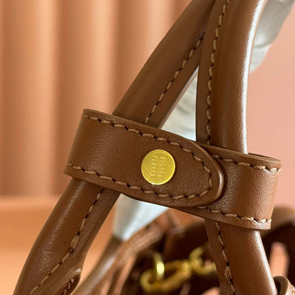 WOVEN HOLLOW BAG 24 IN DARK BROWN CALFSKIN