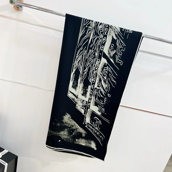 CHANEL 25S SCARF 135 IN CASHMERE SILK 737229