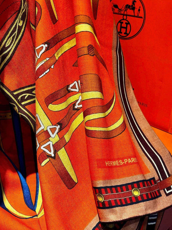 HERMES 25S SCIARPA 140 IN SETA E CASHMERE 735809