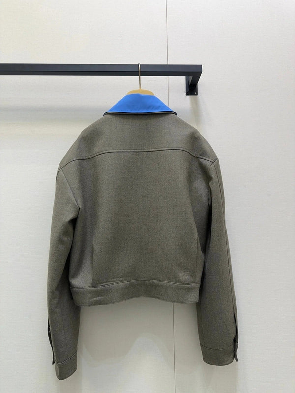 MIUMIU CONTRAST-FABRIC COLLAR JACKET STYLE 38