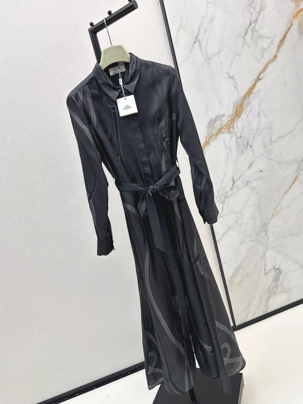 HERMES 25S LONG SILK DRESS 80580