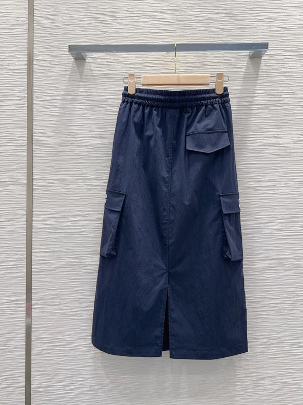 Miu Miu 2026 Jupe longue Coton Nylon Kaki et Bleu marine
