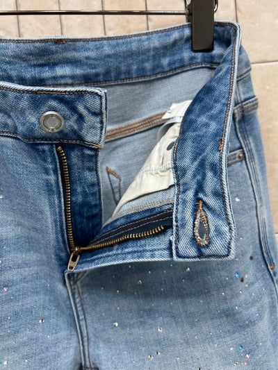 Chanel 2026 Jean Large Brodé Logo Strass Coton Bleu Clair 356994
