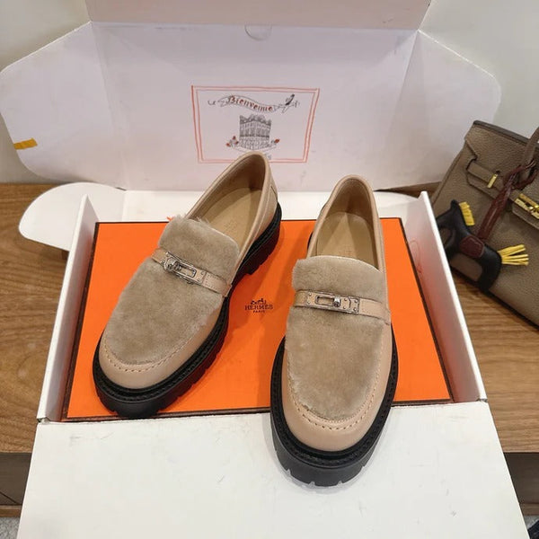 HM 26ss Loafers Dark Beige Wool Calfskin 638438
