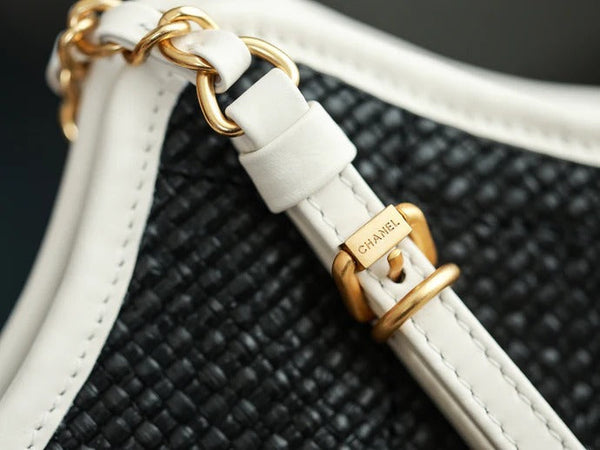 Sac Maxi Hobo Chanel 2026 28cm Cuir Paille Noir 351070