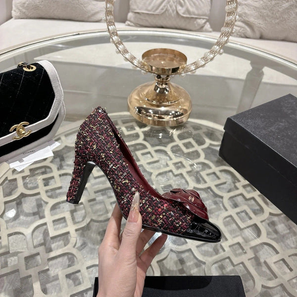 CC 26s Escarpins à talons hauts 85 Bordeaux Tissu en laine coloré 627013