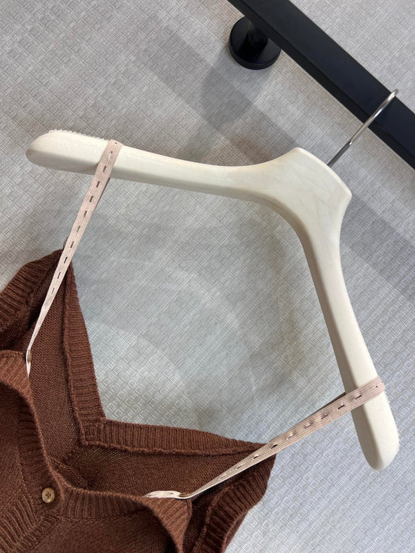 Miumiu 2026 Cardigan Camisole Épaules Dénudées Caramel Cachemire 356940