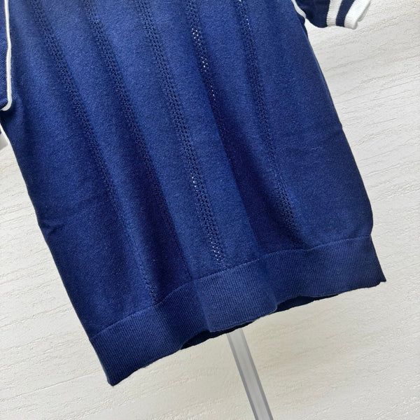 Miumiu 2026 T-shirt Laine Cachemire Bleu Blanc 356971
