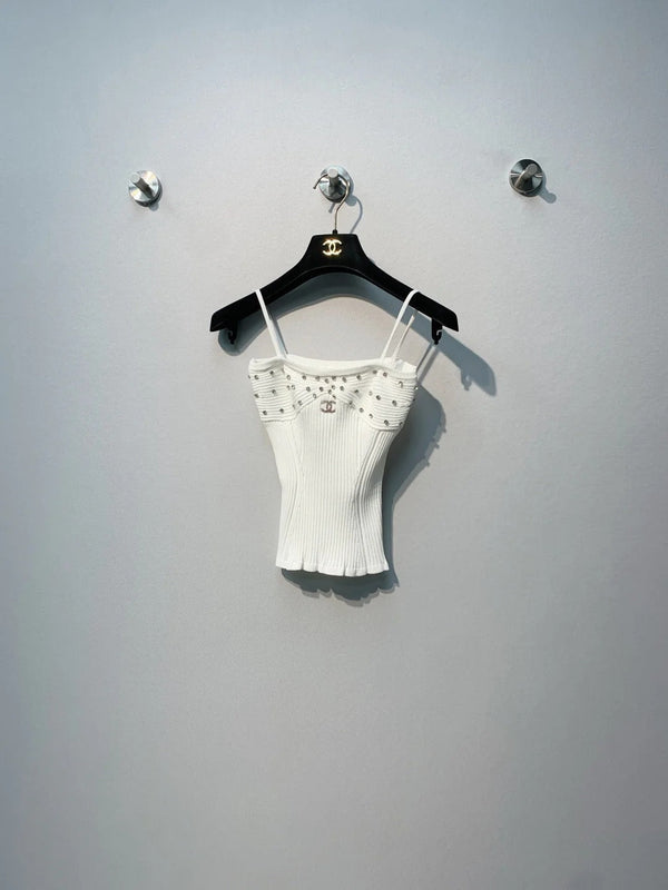 Chanel 2026 Caraco en maille Polyester Viscose Blanc et Noir