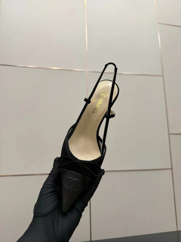 CC 26s Escarpins à bride arrière 65 Daim Noir Cuir de vachette 651326