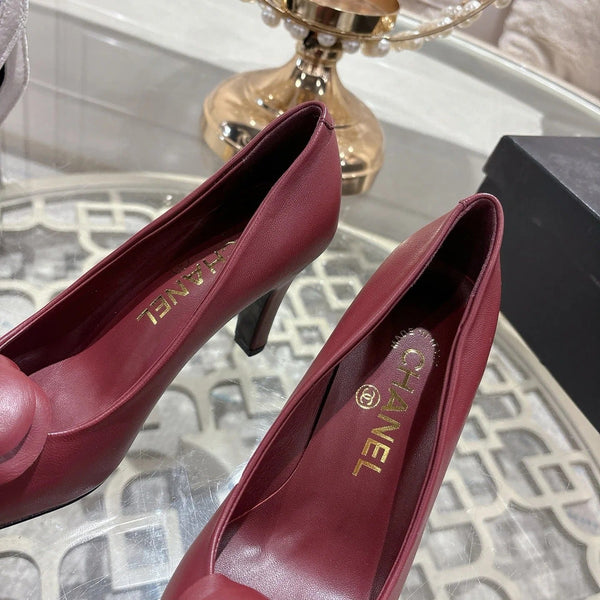 CC 26s High Heels Pump 85 Burgundy Black Sheepskin 627007