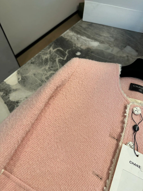 Chanel Veste 2026 Tweed de laine rose