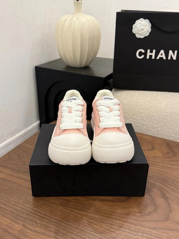 CC 26s Baskets décontractées bébé rose toile blanche cuir 183593