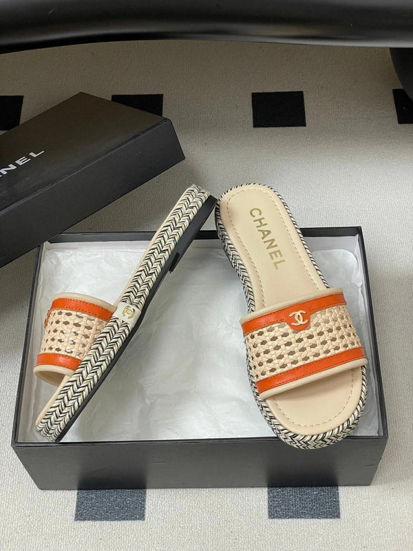 CC 26s Chaussons Plateforme Beige Clair Orange Peau de Vache 649456