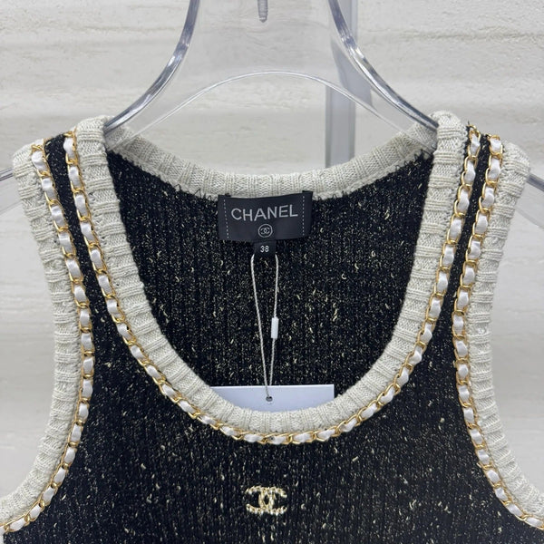 Chanel 2026 Haut Tricot Sans Manches Laine Cachemire Noir 356943