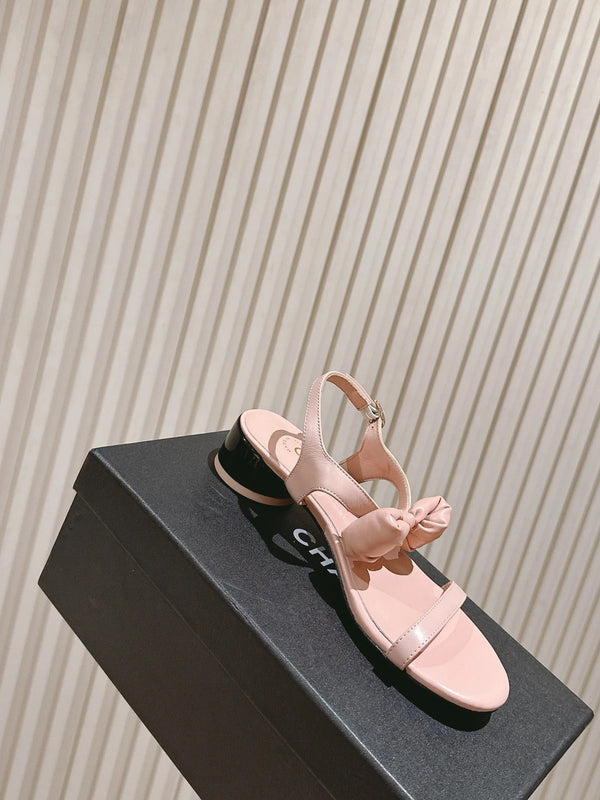 CC 26s Sandales à Nœud en Cuir de Vachette Rose 658470
