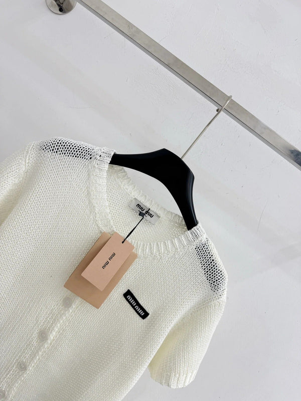 Miumiu 2026 Short-sleeved Knit Top Cotton 376693