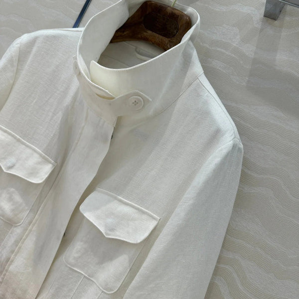 GIACCA IN LINO CON COLLO ALTO CLASSICA LP 265165