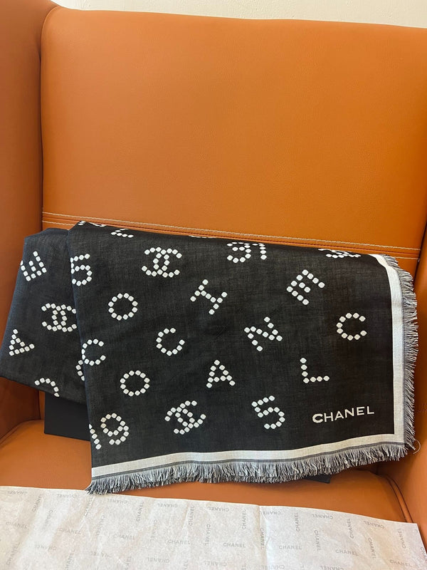 CHANEL 25S SCARF 140 IN WOOL SILK 700811