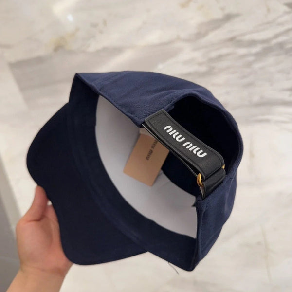 MM BASEBALL CAP IN NAVY BLUE FABRIC EMBROIDERED LOGO STYLE 1