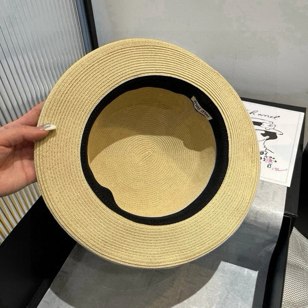 MM SMALL BRIM CURVED STRAW HAT IN BEIGE